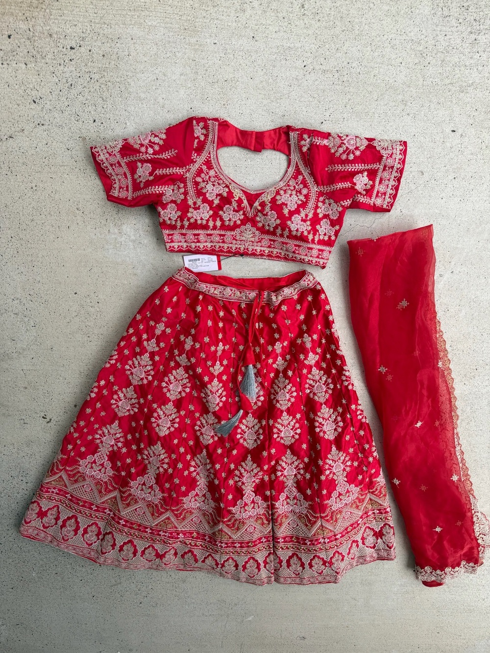 Indya Luxe NWT Red Lehenga Choli Set 3pc Embroidered Wedding 2XL